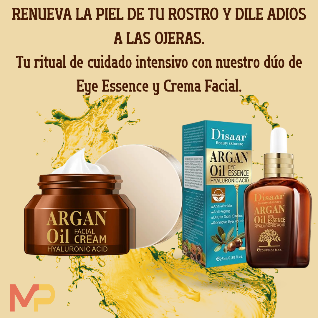 Combo Rejuvenecedor 2 en 1: Contorno de ojos + Crema Facial de Argán y Ácido Hialurónico