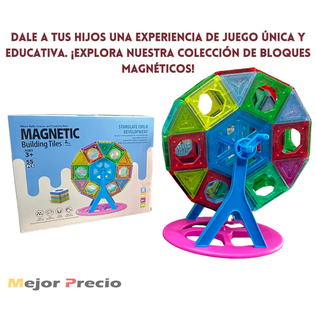 Bloques magnéticos de construcción - 55 piezas (Estructura giratoria)