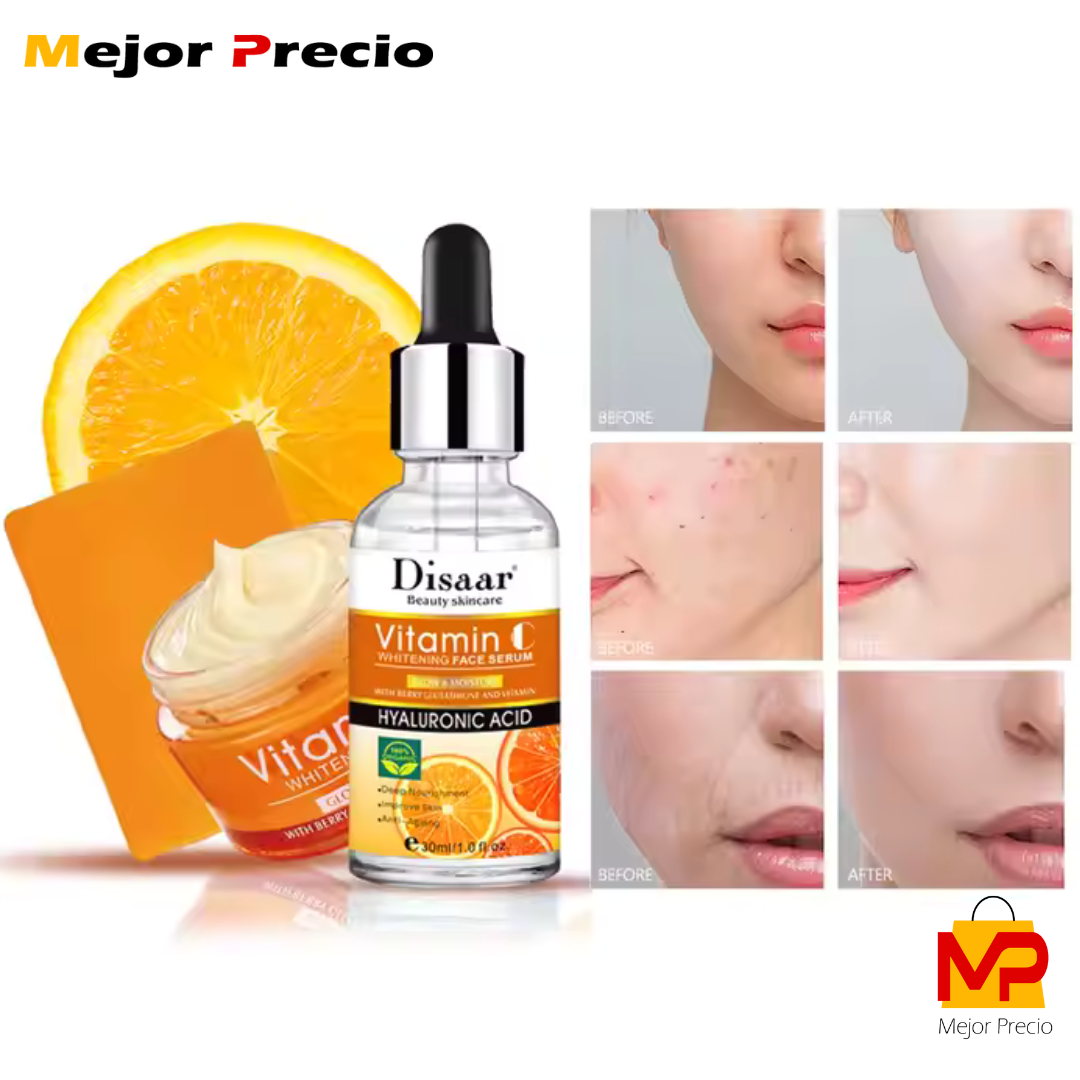 KIT 3 EN 1 DE VITAMINA C Y ÁCIDO HIALURÓNICO: Jabón-Serum-Crema