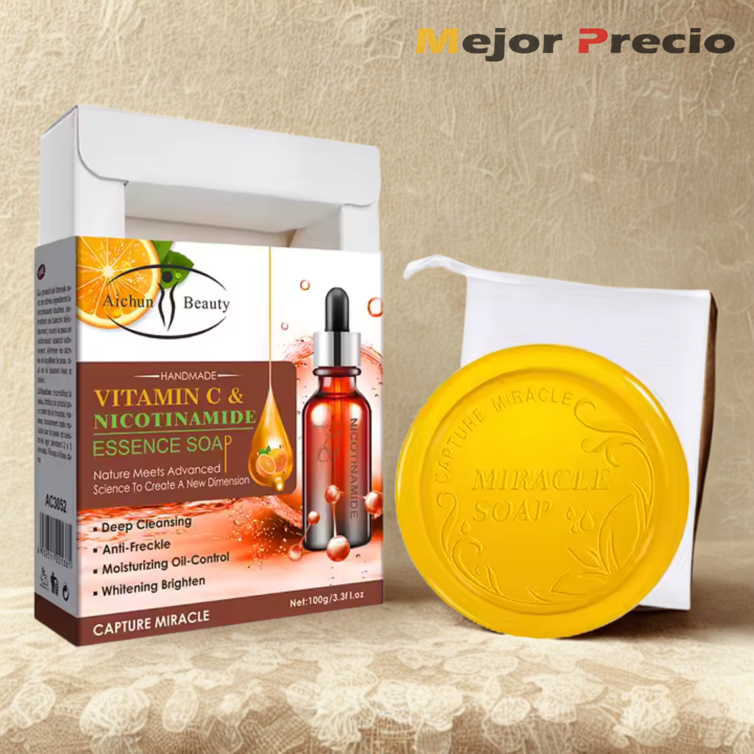 2 Jabones Aclarantes Premium: Aloe Vera y Ácido Hiualurónico & Vitamina C y Nicotinamida