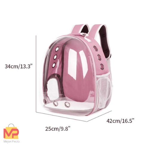 Mochila De Paseo Con Cápsula Para Mascotas Vista Panorámica Seguro
