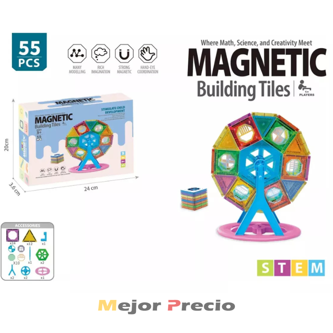 🌟BLOQUES DE CONSTRUCCIÓN MAGNÉTICOS🏰Set de 55 piezas🌟